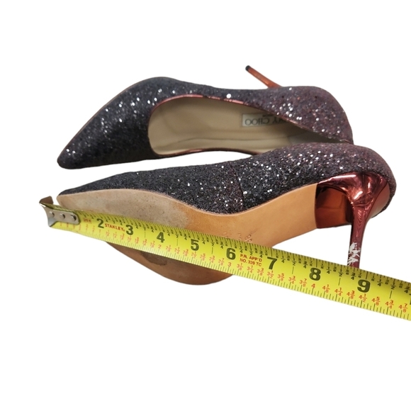 Jimmy Choo Romy Burgundy/Black Coarse Glitter Pointed Toe SZ 38 - Picture 4 of 14